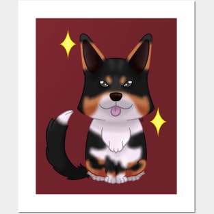 Black and tan Cardigan corgi Posters and Art